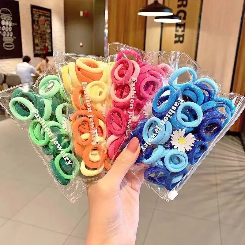 50PCS/SET Girl Hair Tie Special Rubber Band Does Not Harm Hair Children's Rubber Band Towel Ring Small Size Hair Rope - Clikcy