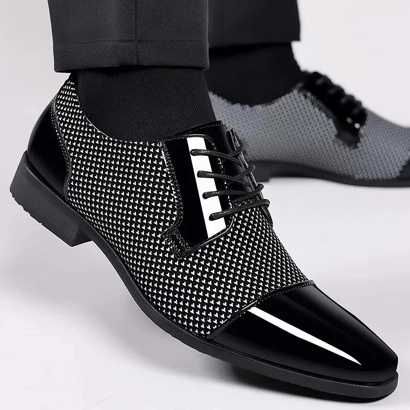 Men Dress Shoes For Men Oxfords PU Leather Shoes Lace Up Formal Black Leather Wedding Party Shoes Casual Luxury Brand Men's 2023