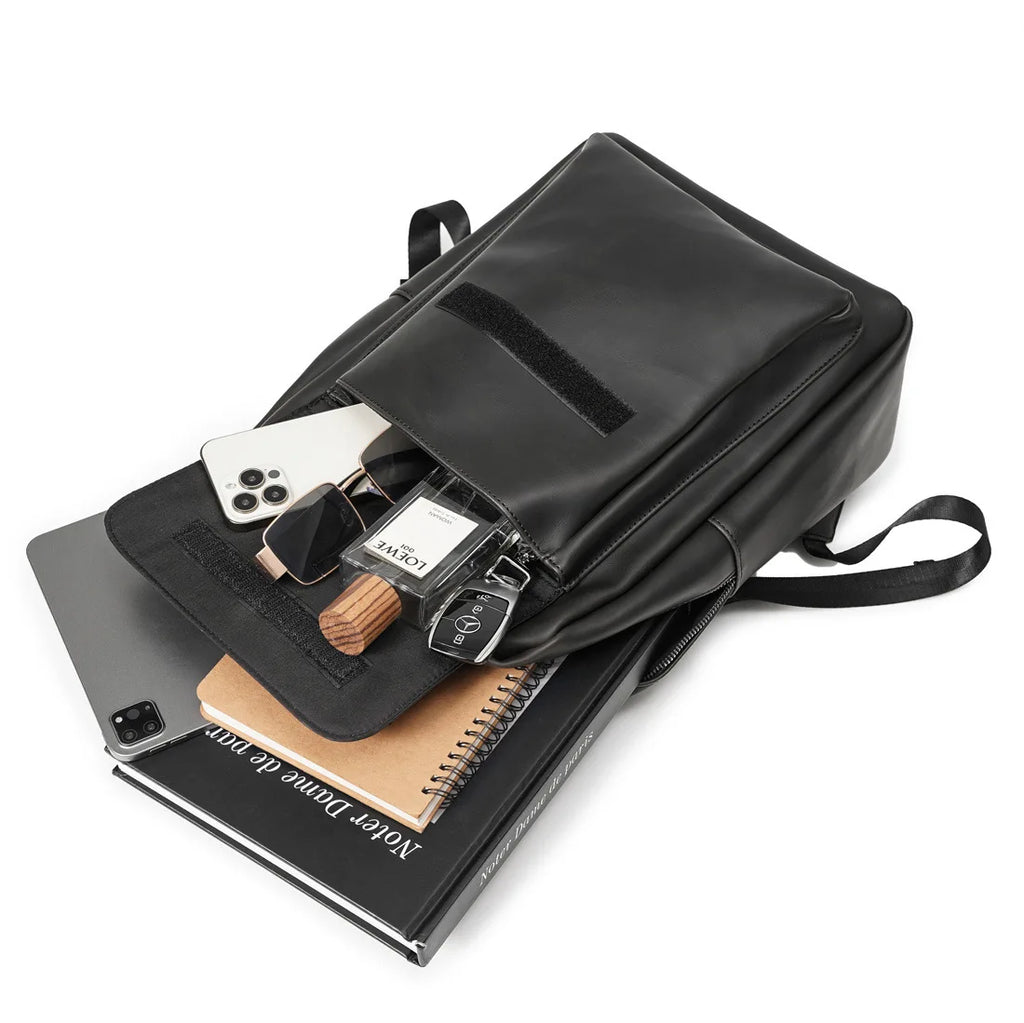 Retro Fashion Laptop Backpack Men Korean Style Flap Men's Backpacks High Quality PU Leather Travel Back Bag Student Schoolbags - Clikcy