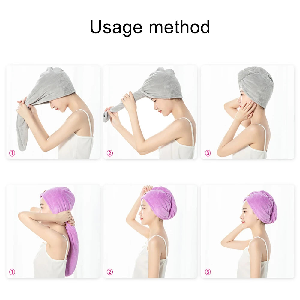 66x25cm Towel Women Adult Bathroom Absorbent Quick-Drying Bath Thicker Shower Long Curly Hair Cap Microfiber Wisp Dry Head Hair - Clikcy