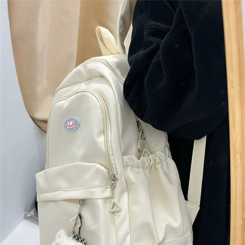 Cute Large Capacity Backpack Shoulder Bag Bookbags Nylon Travel Knapsacks Kawaii Candy Color Student Daily Zipper School Bags - Clikcy