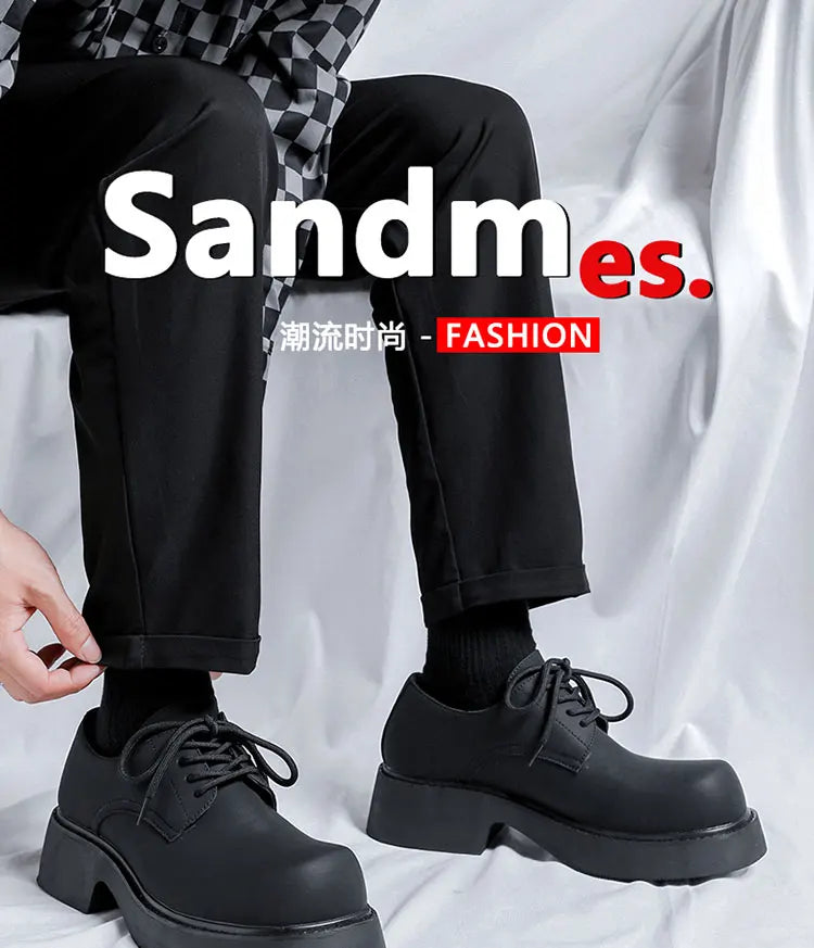 Original Design Classic Business Casual Scrub Leather Black Lace-Up Men Shoes Hombre Daily Dress Height increasing shoes Luxury