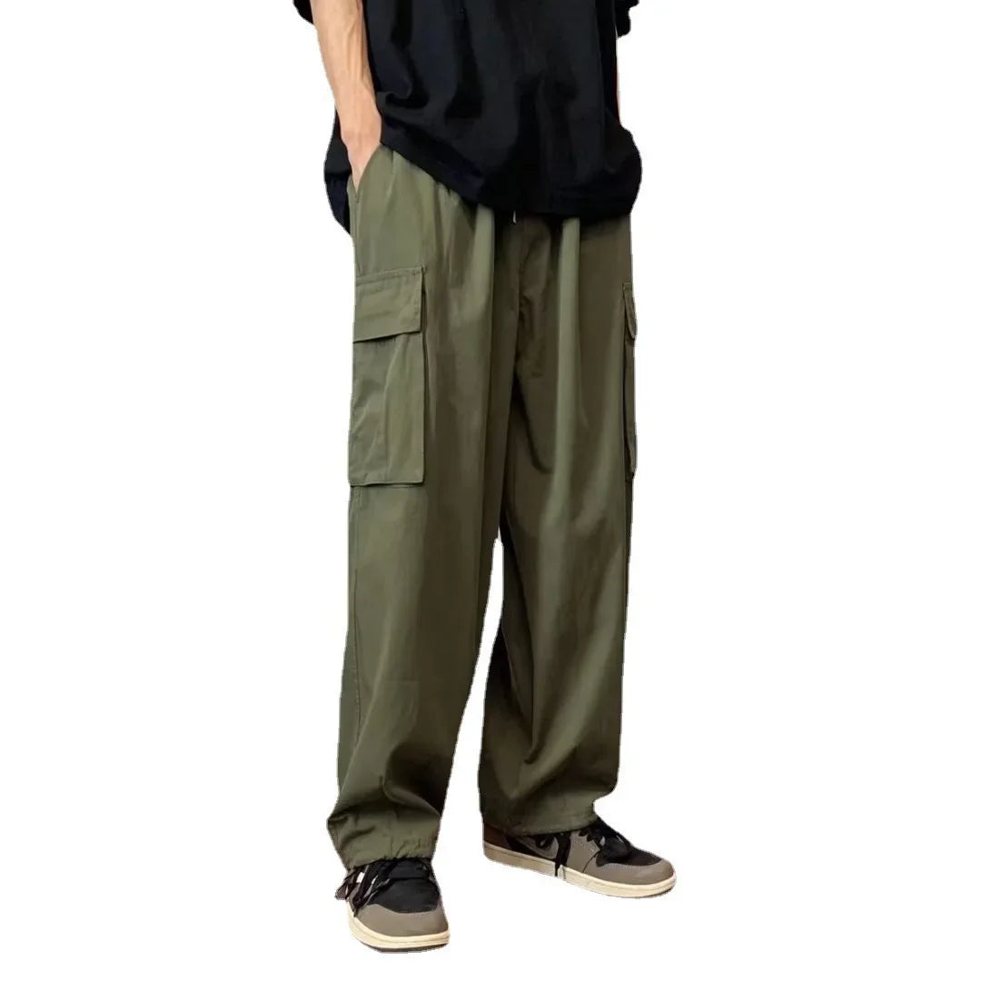 Summer American Style Men's Vintage Large Pocket Cotton Cargo Pants Trendy Loose Fit Casual Pants For Men - Clikcy