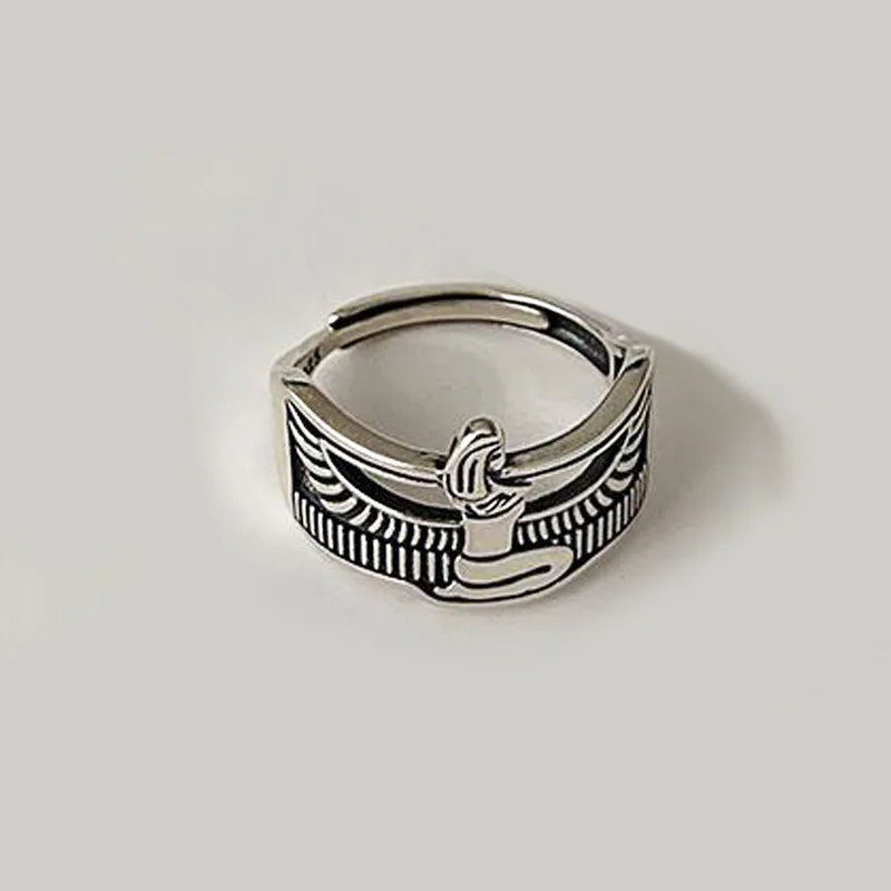Elegant Retro Egypt Queen Thai Silver Ladies Finger Open Rings Jewelry For Women Never Fade Birthday Gifts Cheap - Clikcy