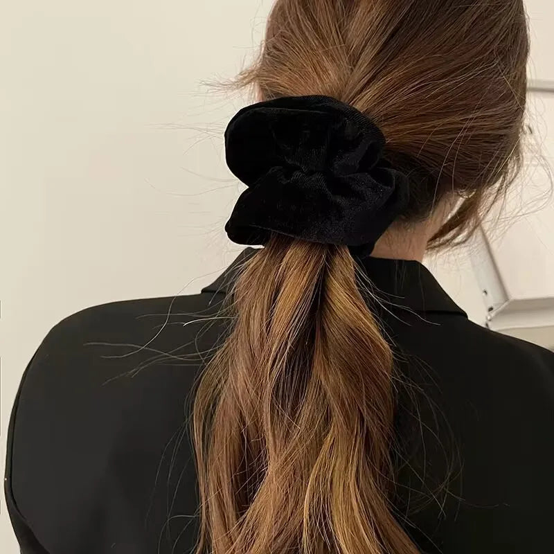 Korean Velvet Scrunchie Rubber Elastic Hair Bands Women Solid Color Headband Ponytail Holder Ties Rope Girl Hair Accessories - Clikcy