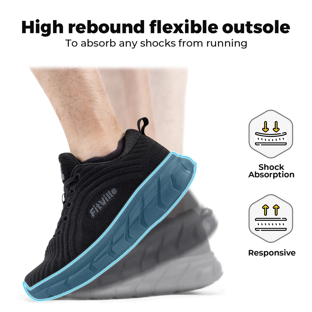 FitVille Wide Toe Box Shoes for Men Cushioned Well Extra Wide Width Shoes Non Slip Wide Lightweight Breathable Running Shoes - Clikcy