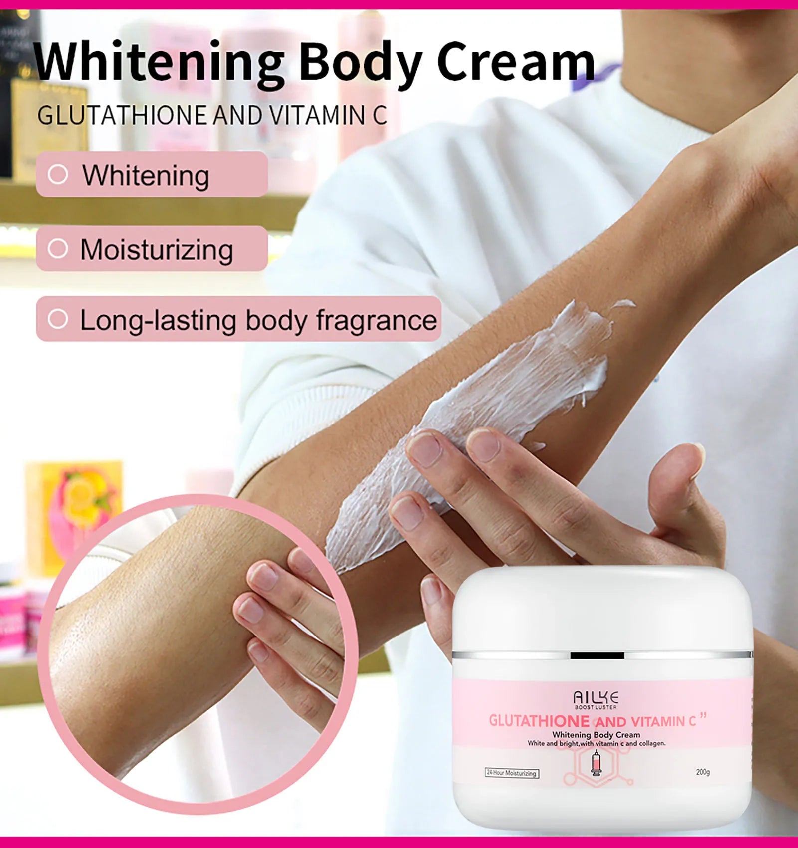 AILKE Whitening Moisturizing Korean Facial And Body Lotion Reduce Melanin Wrinkles Vitamin C Dark Spot Remover Skin Care Cream - Clikcy