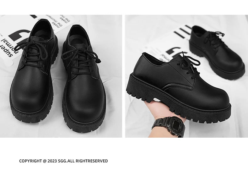 Women Low-top Versatile Autumn British Walking Casual Shoes Men's Leather Shoes Chunck Sole Fashionable Unisex Vulcanized Shoes