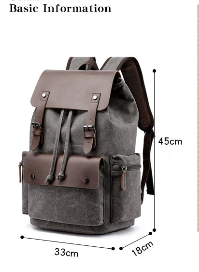 NEW Men's Backpack Vintage Canvas Backpack School Bag Men's Travel Bags Large Capacity Backpack Laptop Backpack Bag High Qualit - Clikcy