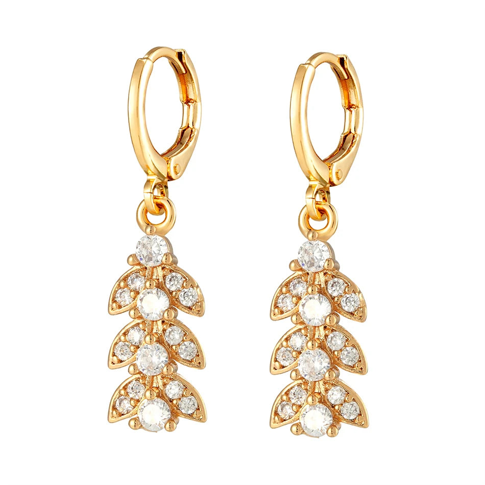 Dainty Micro Inlaid Zircon Golden Drop Earrings 10mm Hoop Dangle Crystal Pendant Elegant Women Jewelry Luxury Accessories Gifts - Clikcy
