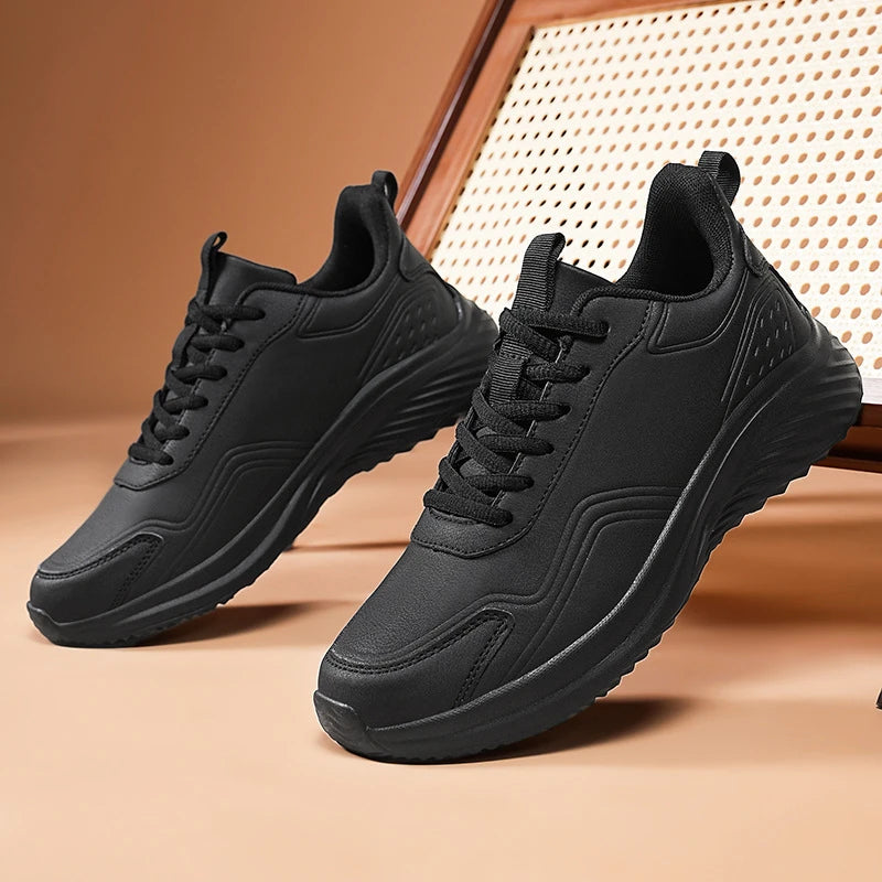 Leather Cushioned Sports Shoes For Men's Lightweight Casual Running Shoes For Autumn And Winter Men's Shoes Versatile And Trendy