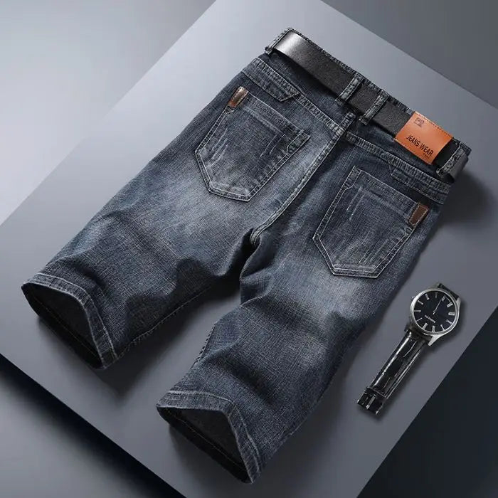 Summer Classic Shorts Jeans Men Denim Pants Straight Stretch Casual Cool Thin Knee Length Blue Fashion Brand Daily jorts - Clikcy