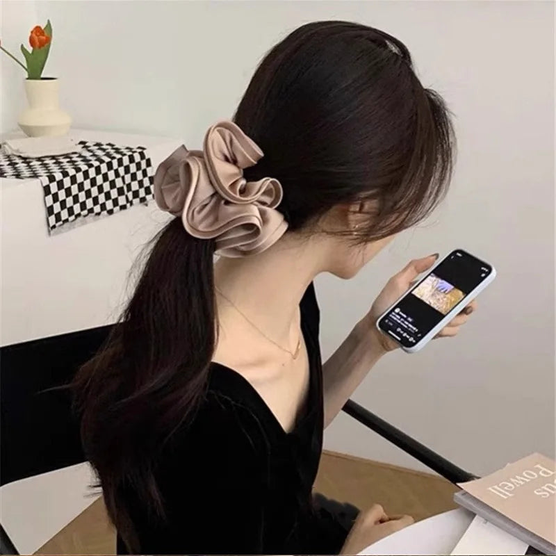 Vintage French Style Solid Large Intestine Twisted Hair Band For Women Girls Sweet Scrunchie Hair Tie Fashion Hair Accessories - Clikcy