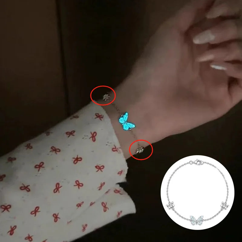 1Set Glow in The Dark Pendant Necklace Bracelet Mermaid Spiral Fashion Jewelry Night Necklace Butterfly Necklace Women Jewelry - Clikcy