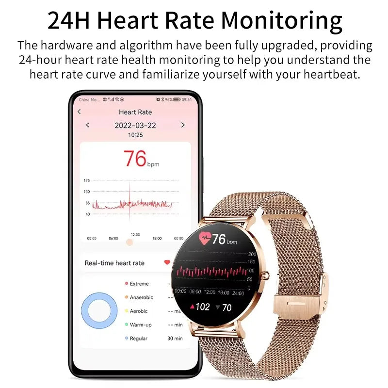 LIGE Ultra Thin Smart Watch Women AMOLED 360*360HD Screen Fashion Ladies Smartbracelet Call Reminder Men Waterproof Smartwatches - Clikcy