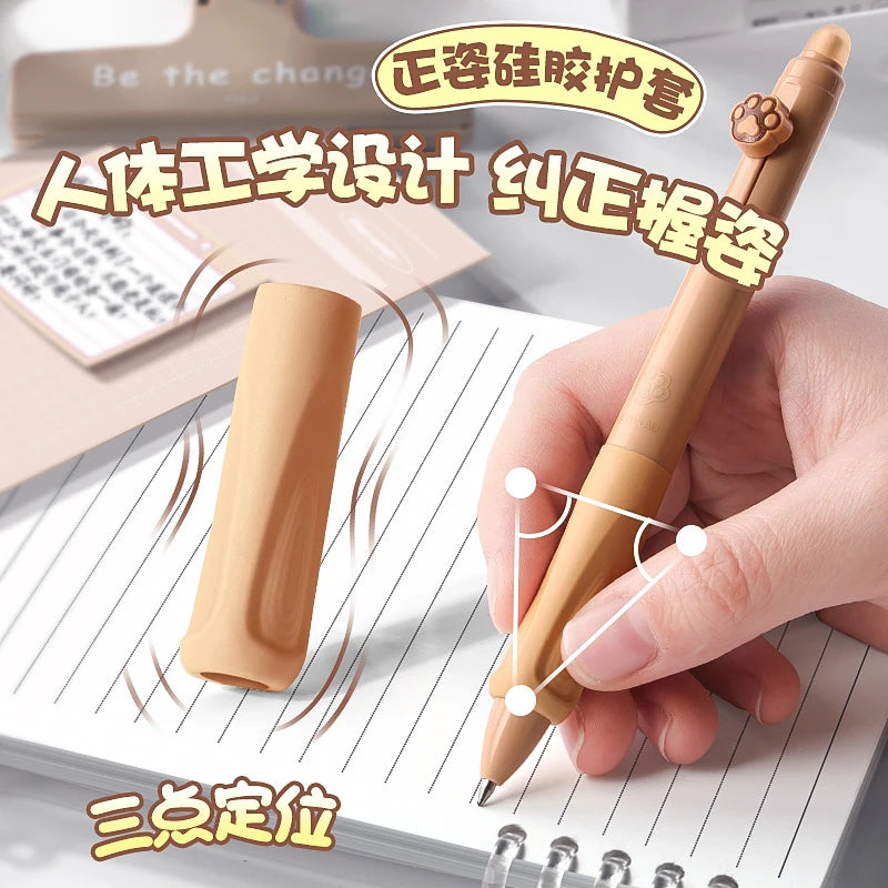 4pcs Cute Bear Erasable Pens, Retractable Erasable Pens, 0.5mm Black/Blue Ink Erasable Pens, Quick Drying Ink（Coffee&Purple） - Clikcy