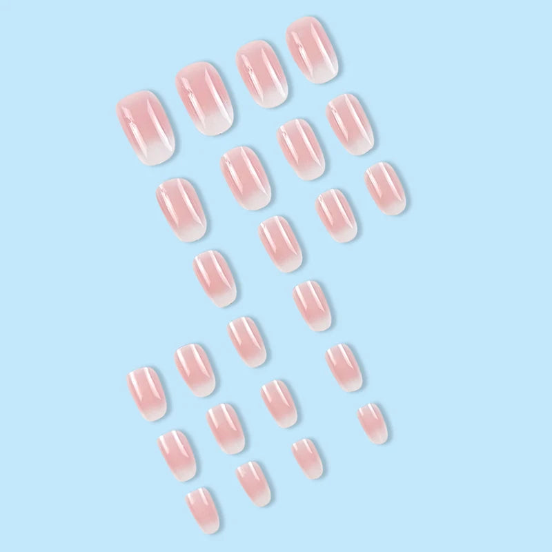 24Pcs Oval Short Pink Press on Nails Simple Ombre Spring False Nail for Sweet Sassy Cool Women&Girl Removable Wearable Nail Art - Clikcy