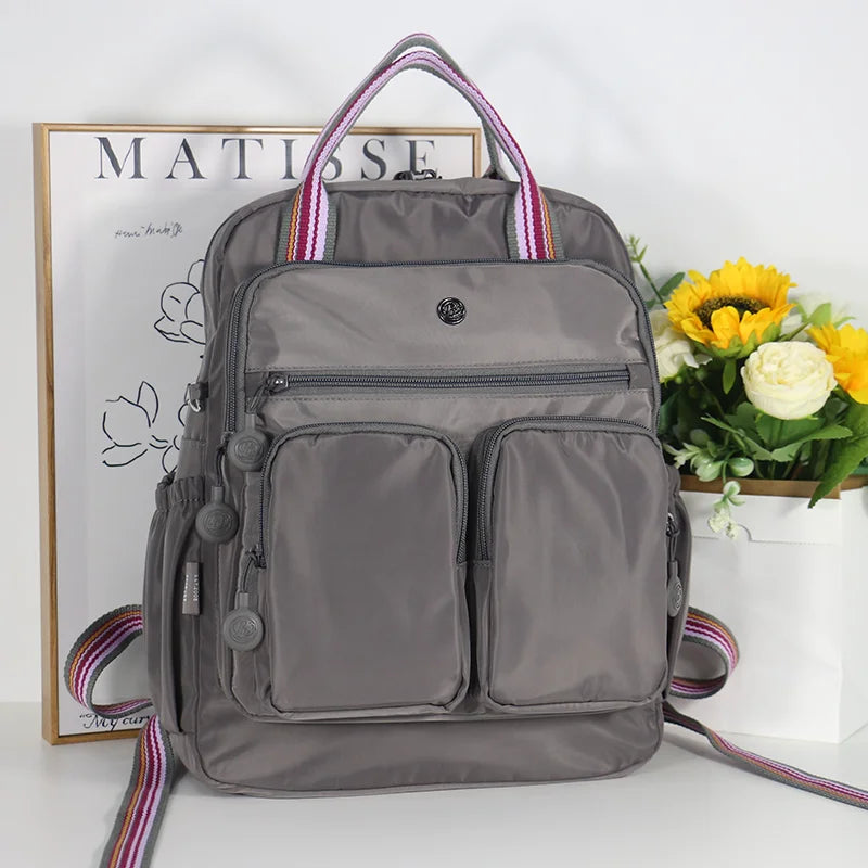 Multi-pocket Nylon School Backpack Casual Women's Backpack Lightweight Large Capacity School Bag Large Capacity Travel Backpack