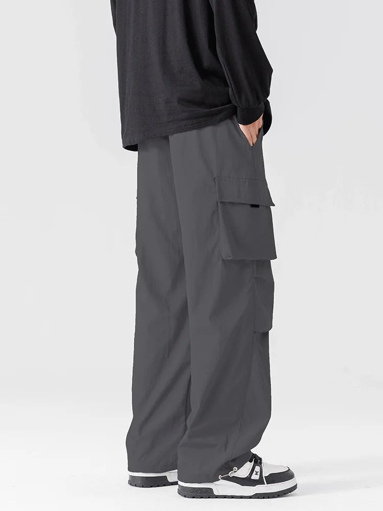 Plus Size 10xl 9xl 8xl Men's Straight Cargo Pants Spring Summer Multi-Pockets Streetwear Wide Leg Casual Baggy Straight Trousers - Clikcy