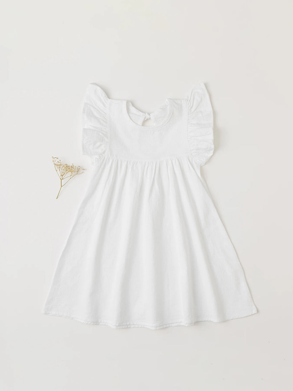 Baby Girls' Flying Sleeve Dress Tie-back Overall Dress Cotton Kids Casual Clothes Summer 2024 - Clikcy