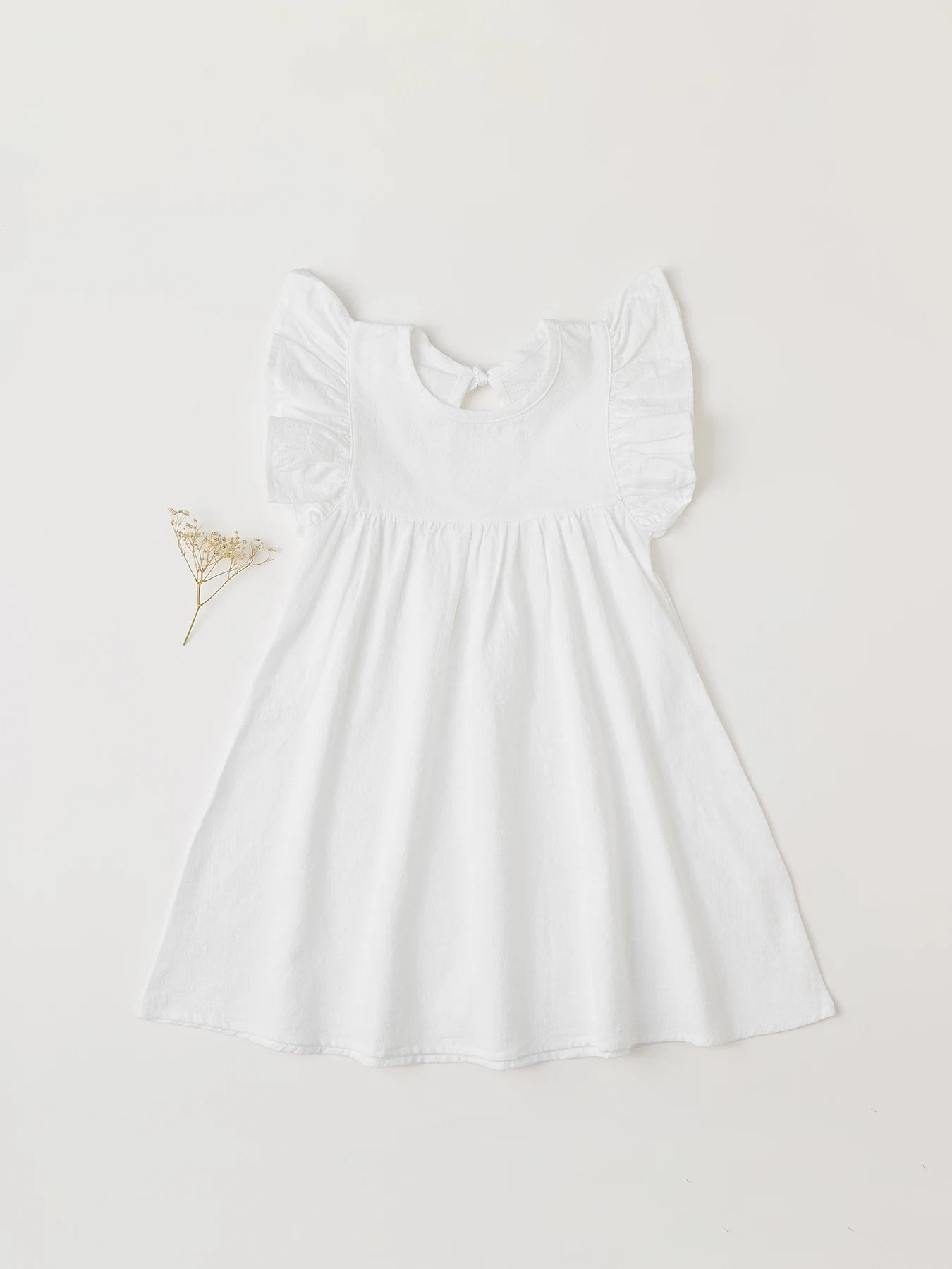 Baby Girls' Flying Sleeve Dress Tie-back Overall Dress Cotton Kids Casual Clothes Summer 2024 - Clikcy