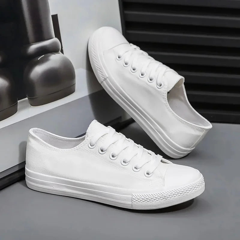 Men's All-Black Low-Top Canvas Shoes Spring Casual Sports Flat Bottom Couple's Sulfurization Flats Unisex Slip-On Sneakers