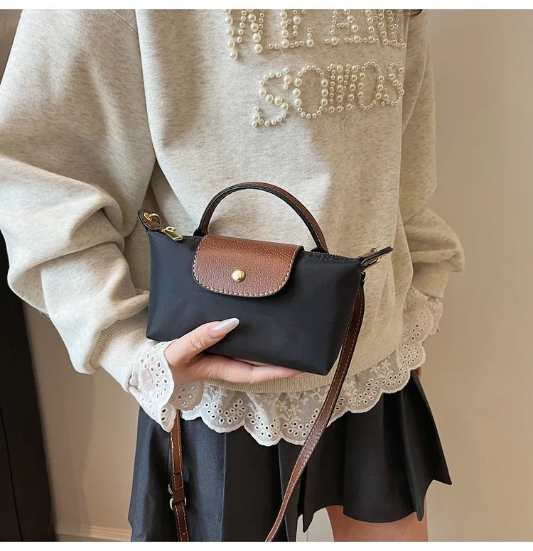 2025 summer lightweight shoulder crossbody bag, fashionable women's bag, plaid canvas, personalized and versatile dumpling bag - Clikcy