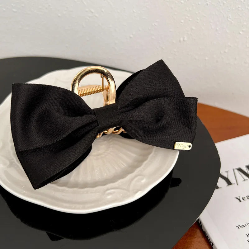 Korean Fashion Metal Bow Hairpin Ladies Simple Elegant Hair Accessories Grab Clip Girls Party Gift Accessories - Clikcy