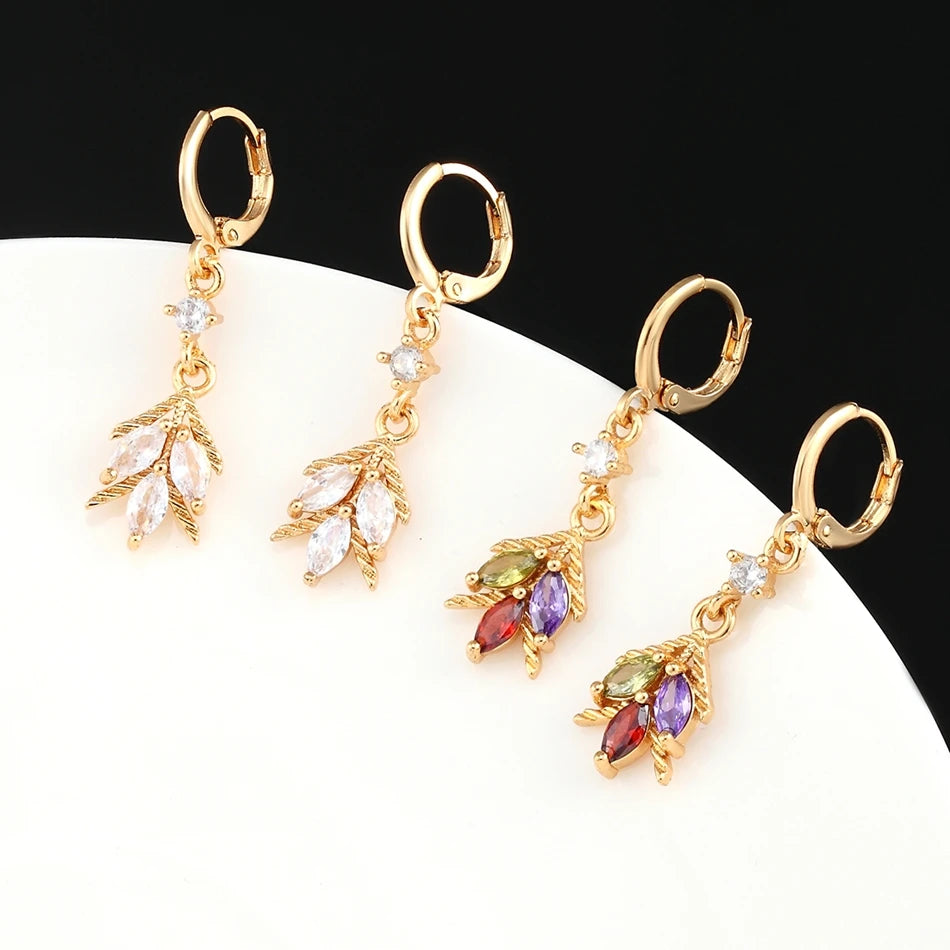 Dainty Micro Inlaid Zircon Golden Drop Earrings 10mm Hoop Dangle Crystal Pendant Elegant Women Jewelry Luxury Accessories Gifts - Clikcy