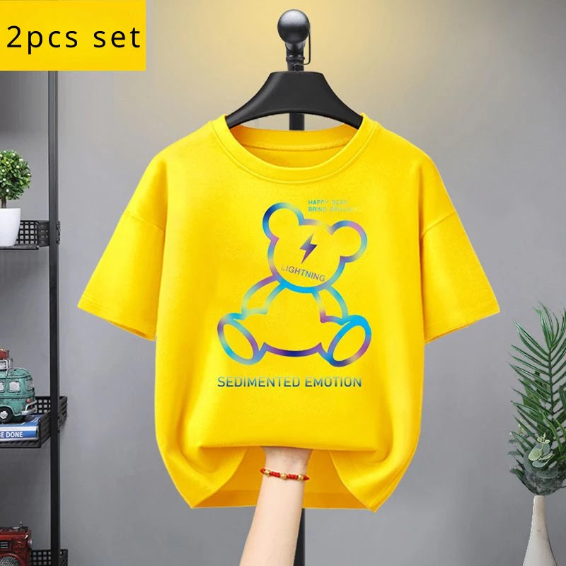 Summer Kid Girls Clothes Set Baby Boy Cartoon Bear Printed T-shirts and Shorts 2 Pieces Suit Children Fashion Outfits Tracksuits - Clikcy