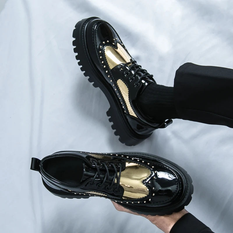 Men Casual Office Business Formal Oxford Thick Bottom Dress Shoes Men Gentleman Outdoor Patent Leather Wedding Shoes Fashion - Clikcy