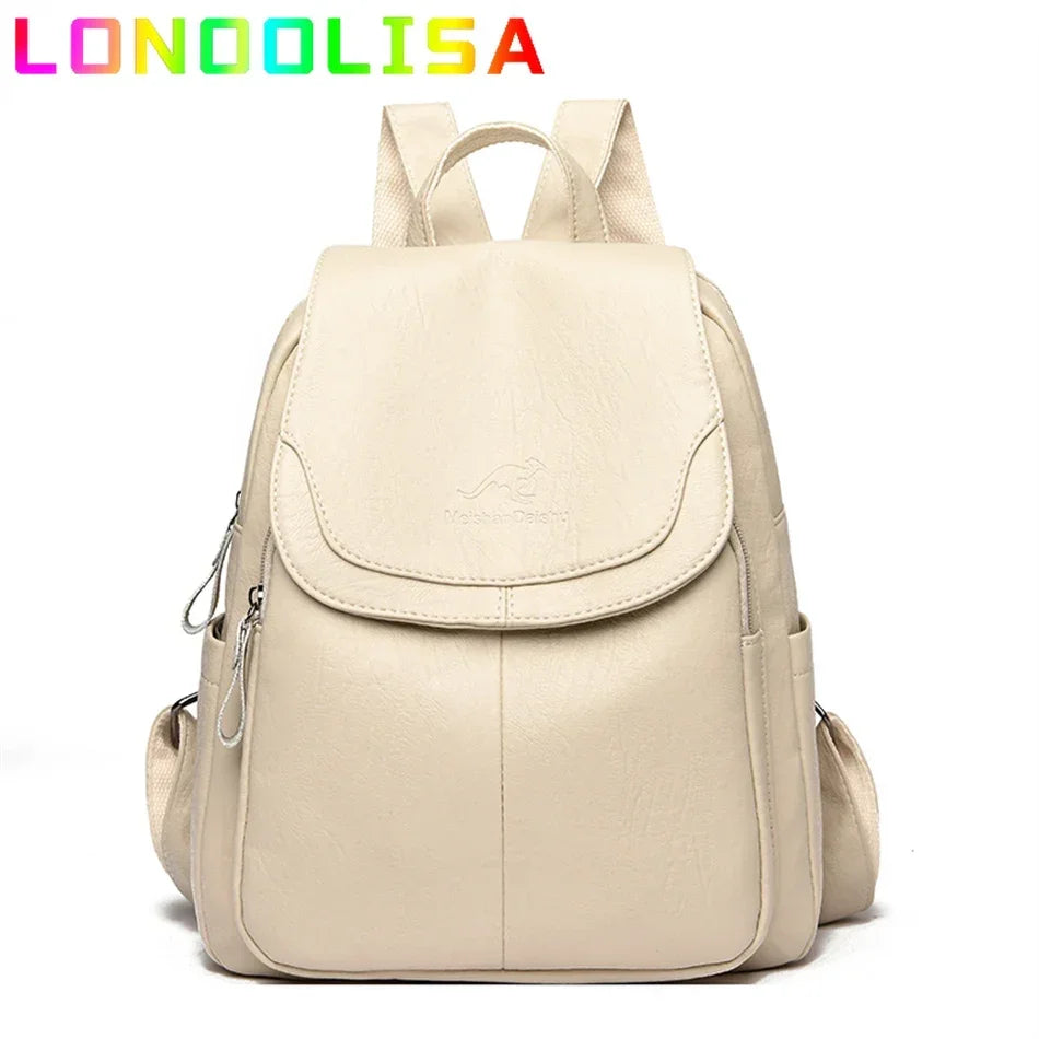 High Quality Soft Leather Backpacks Purses for Women Casual Daypack Vintage Bagpack School Bags for Teen Girls Mochilas Rucksack - Clikcy