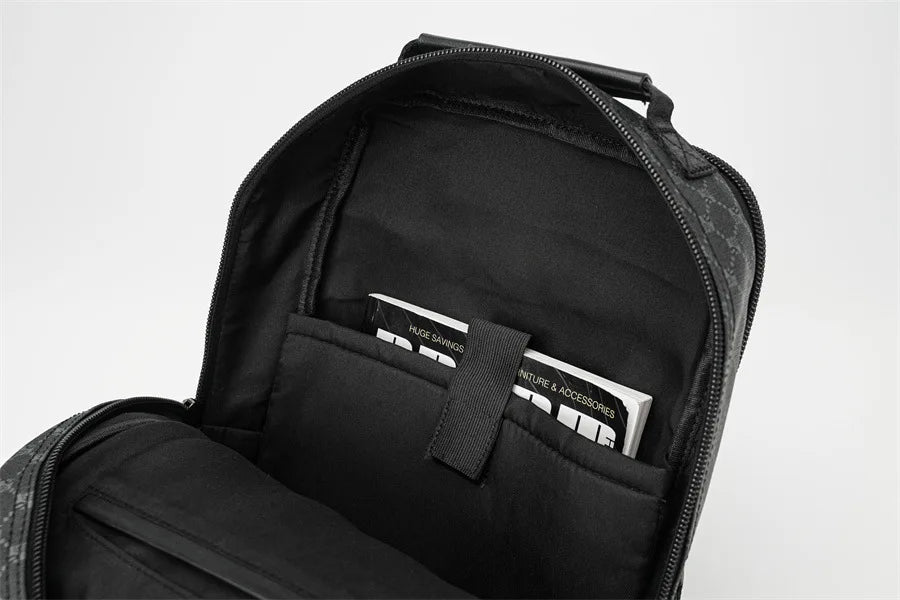 Fashion Business Men Backpack Luxury Double Layer Men's Backpacks Floral Plaid Laptop Backpack Male Schoolbag Travel Back Bag - Clikcy