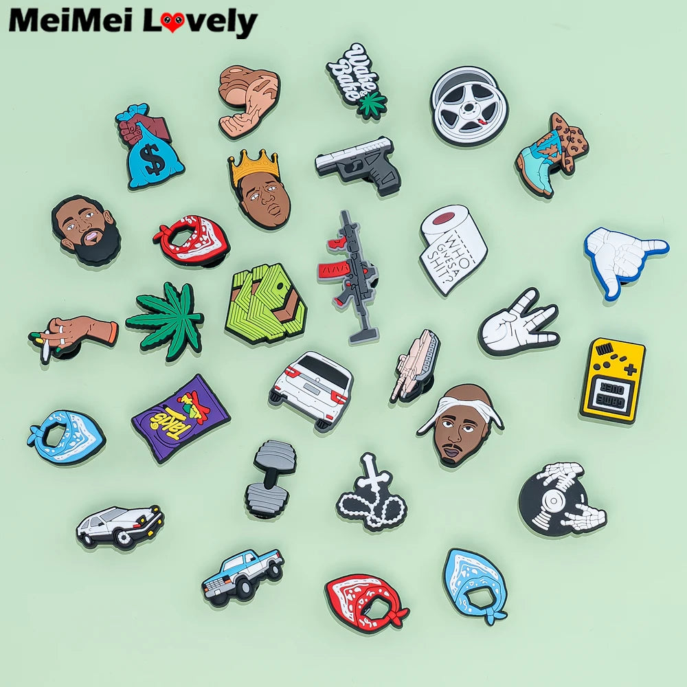 1pcs PVC Trend Style Shoe Charms Gamepad Gun Car for Men Boys Shoe Decorations Accessories Garden Sandals - Clikcy