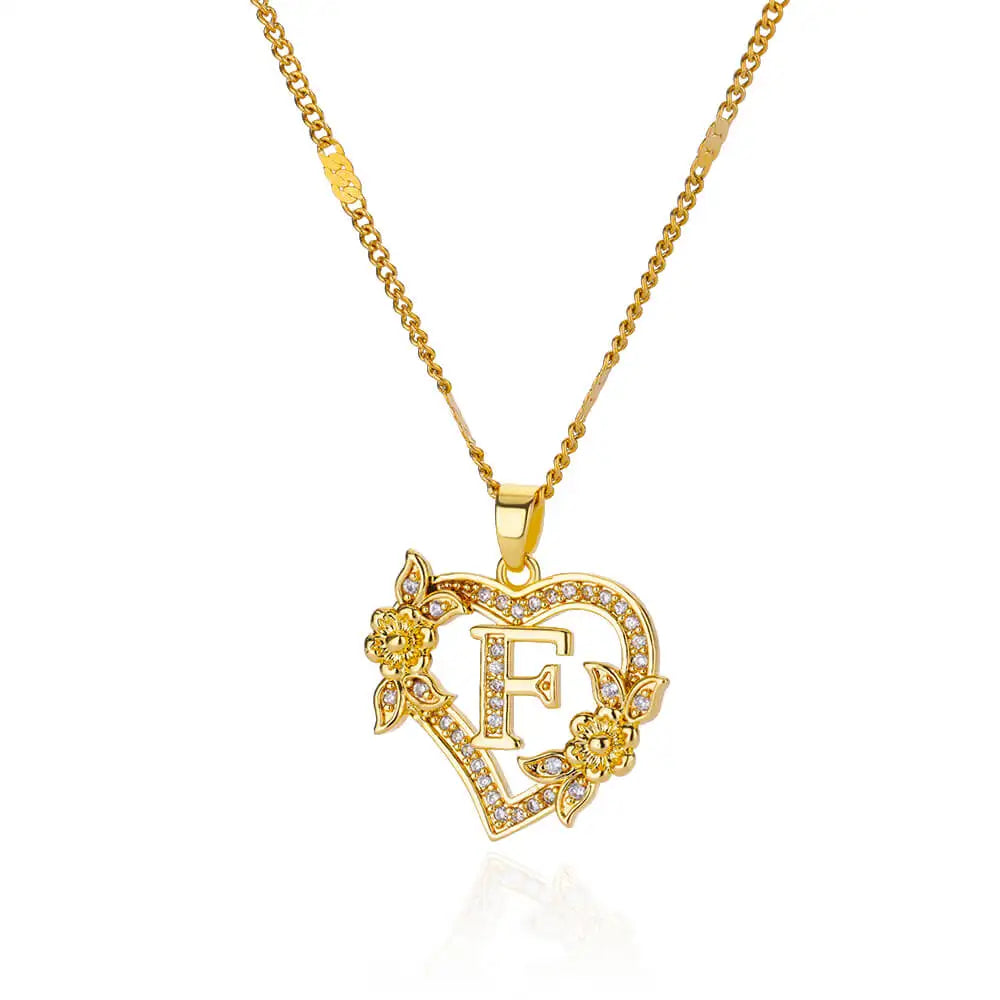 Heart Initial Letter Necklaces For Women Gold Color Stainless Steel Chain A-Z Alphabet Pendant Necklace Birthday Jewelry Gift