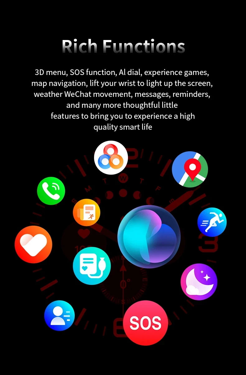 2025 Watch 7 Ultra 47mm Smart Watch IP68 Waterproof Bluetooth Call Compass Smartwatch for Men Women 1.43" AMOLED Screen SpO2 - Clikcy