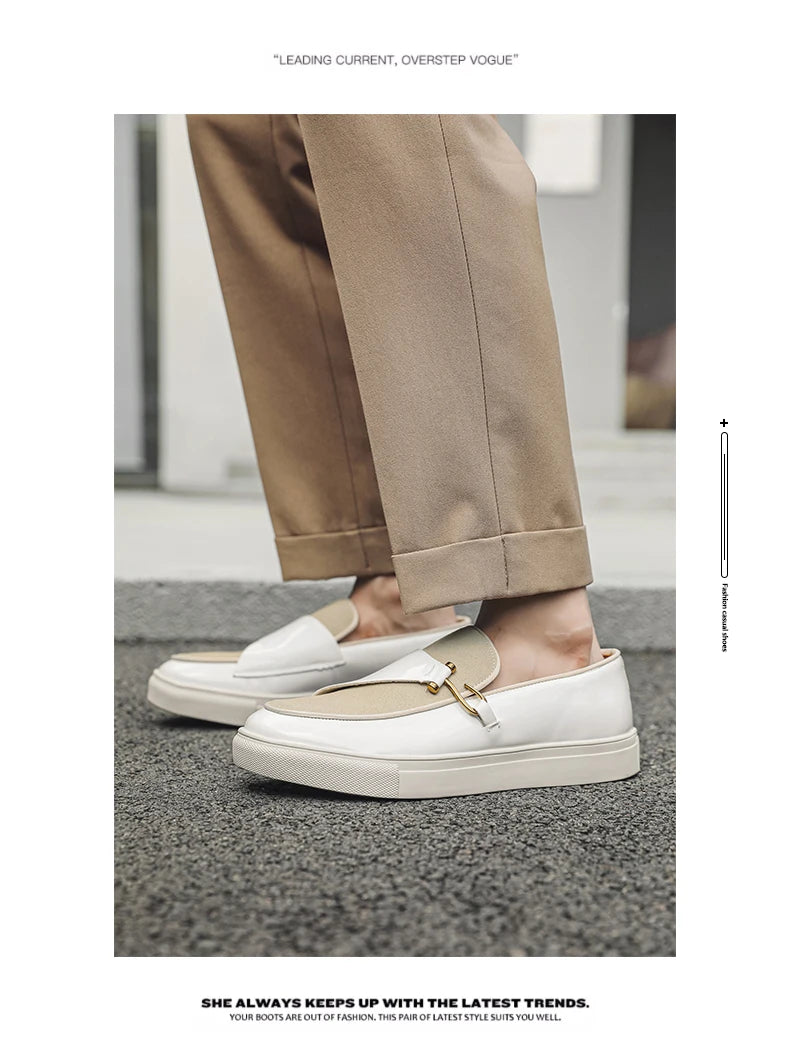 Hight Quality Casual White Leather Shoes For Men New Platform Walking White Sneakers Male British Style Loafers Yuppie Men 2025 - Clikcy