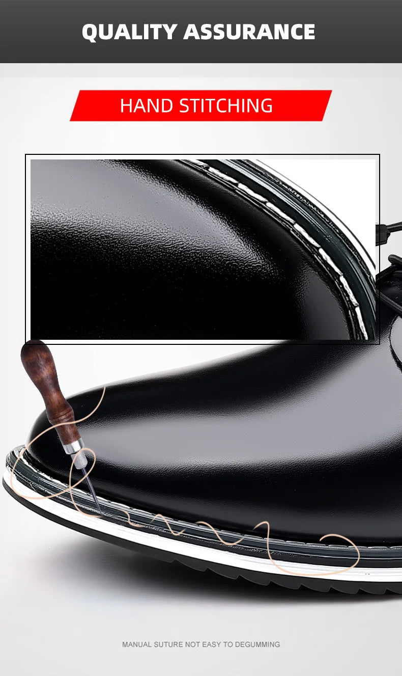 New Business Casual Shoes for Men Lace Up Formal Shoes for Male Black Leather Oxfords Plus Size Wedding Party Office Dress Shoes