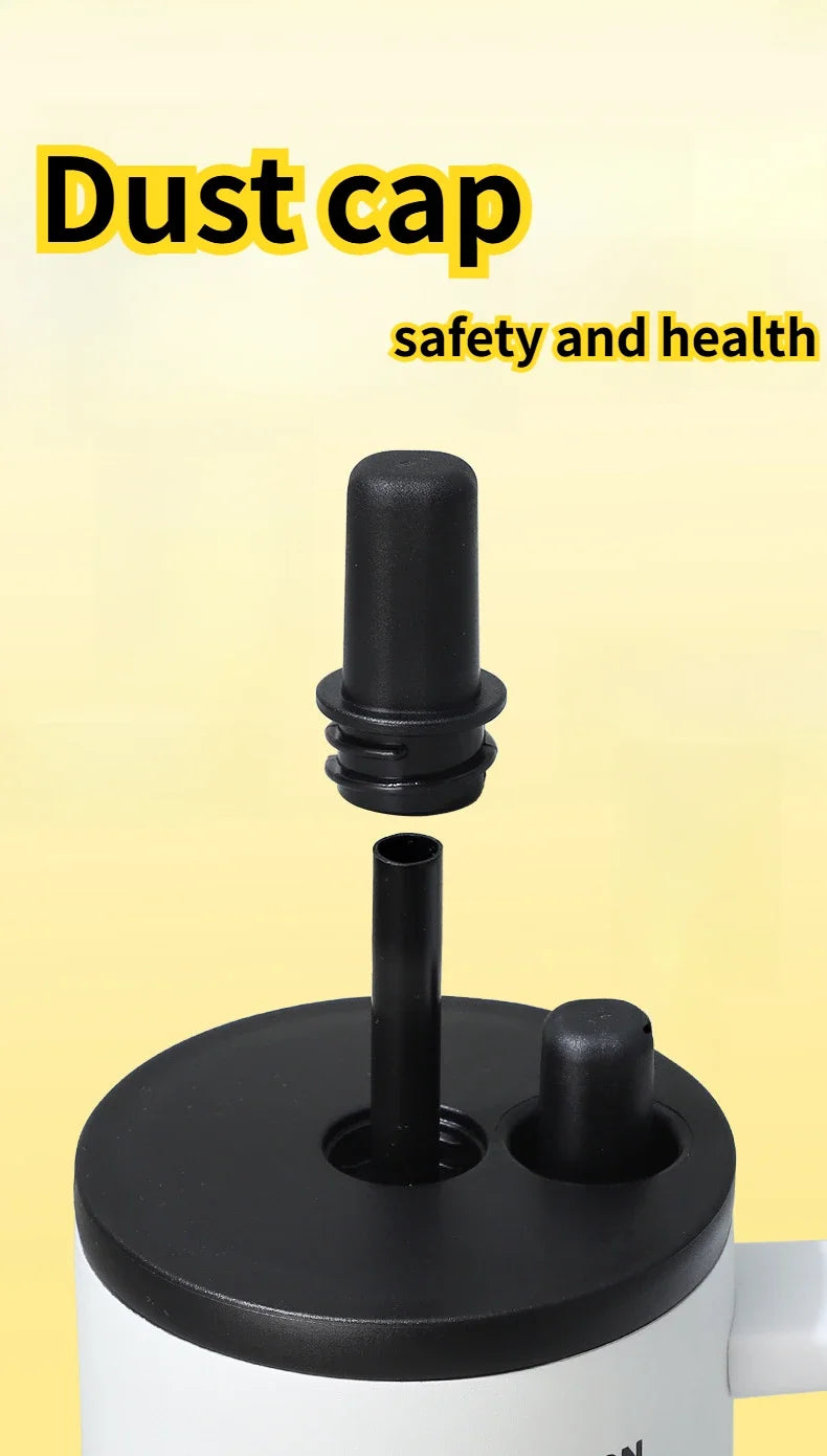 24oz Portability Tumbler with Handle Straw Lid Large Volume Stainless Steel Vacuum Insulated Cup Keep Cold Travel Mug - Clikcy