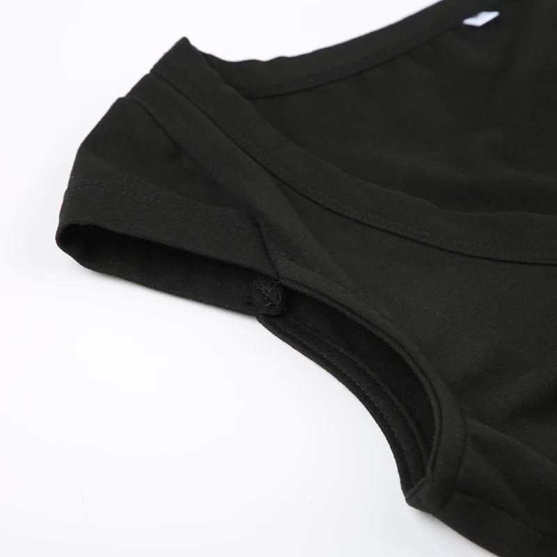 CIBBAR Sexy Deep V Neck Crop Top Women Basic Solid Tee Shirts 2024 Summer New Fashion T-shirts Vintage Clubwear Ladies Clothing - Clikcy