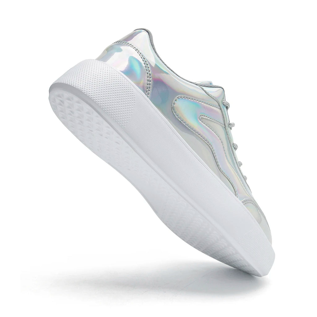 Outdoor Men's Sneakers Comfortable Leather Men's Platform Shoes Casual Lace-up Vulcanized Shoes Black White Walking Shoes - Clikcy