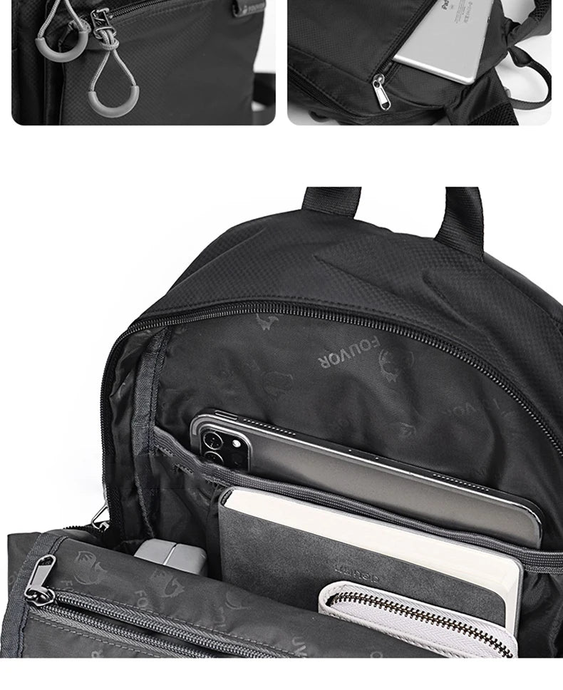 Fouvor Waterproof Women's Backpack Large Capacity Sports Canvas Laptop Backpacks Travel Fashion Nylon Student School Bag 2802-02 - Clikcy