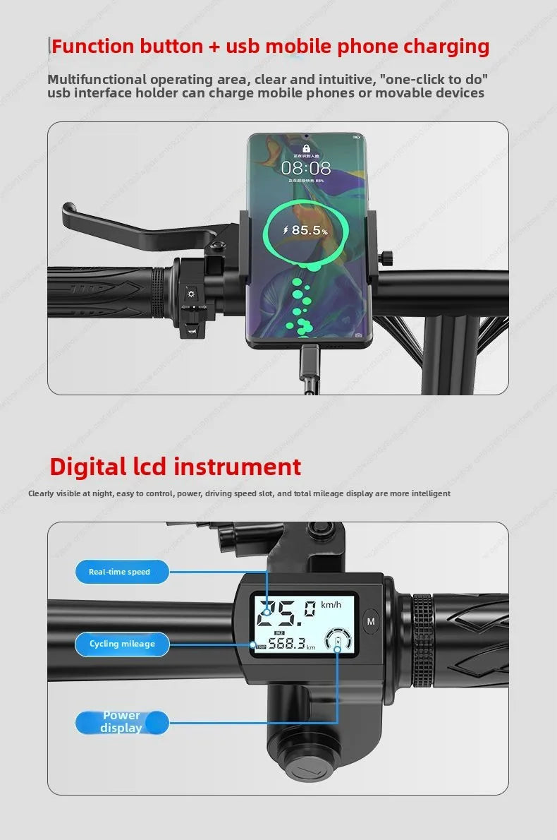 Aluminum alloy electric bicycle, ultra lightweight, portable, compact, foldable, lithium battery electric bike - Clikcy