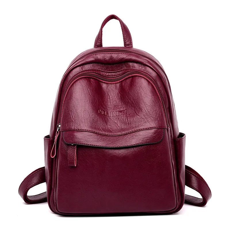 New Women Leather Backpack Designer Shoulder Bags for Women 2023 Back Pack School Bags for Teenage Girls Mochila Feminina - Clikcy