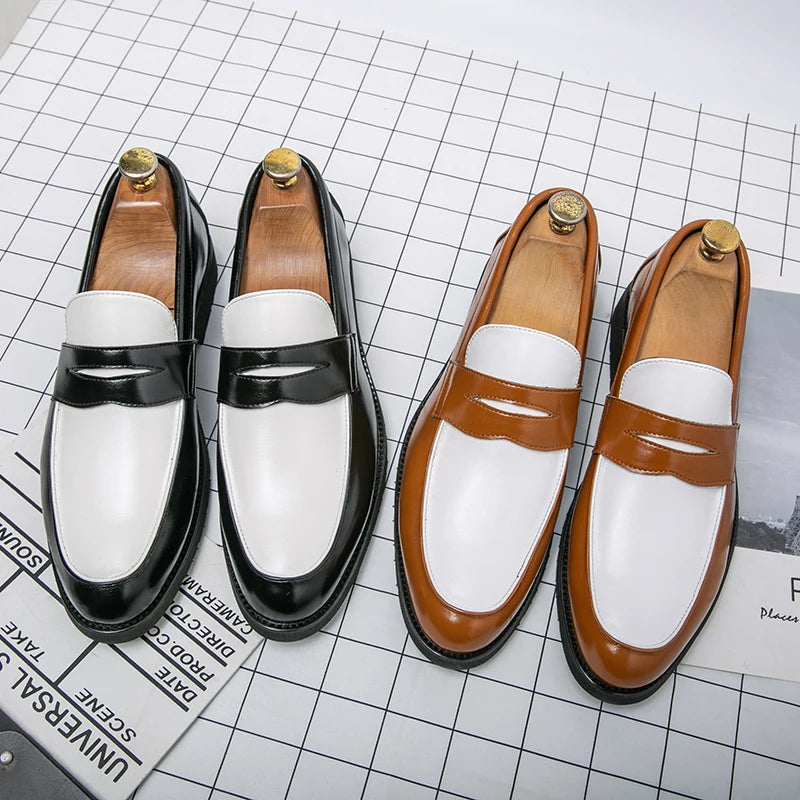 Trend Leather Shoes For Men Comfortable Slip On Loafers Yuppie Brogue Shoes Men British Style Formal Leather Men’s Dress Shoes - Clikcy