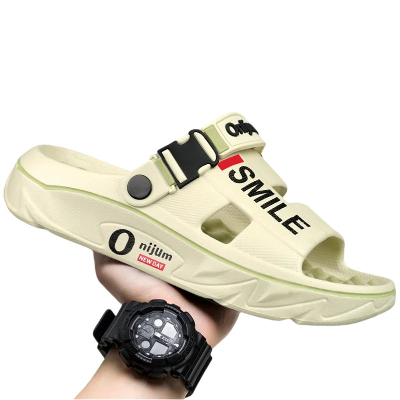 2025 New Men's Massage Slippers Indoor Outdoor Sandals Beach Comfortable Soft Slides Clogs Casual Shoes Men Women Home Slippers - Clikcy