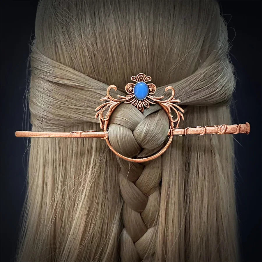 New Gothic Retro Cow Skull Skeleton Moonstone Hair Clips Hairpins for Women Fashion Deer Horn Hair Stick Hair Styling Tools - Clikcy