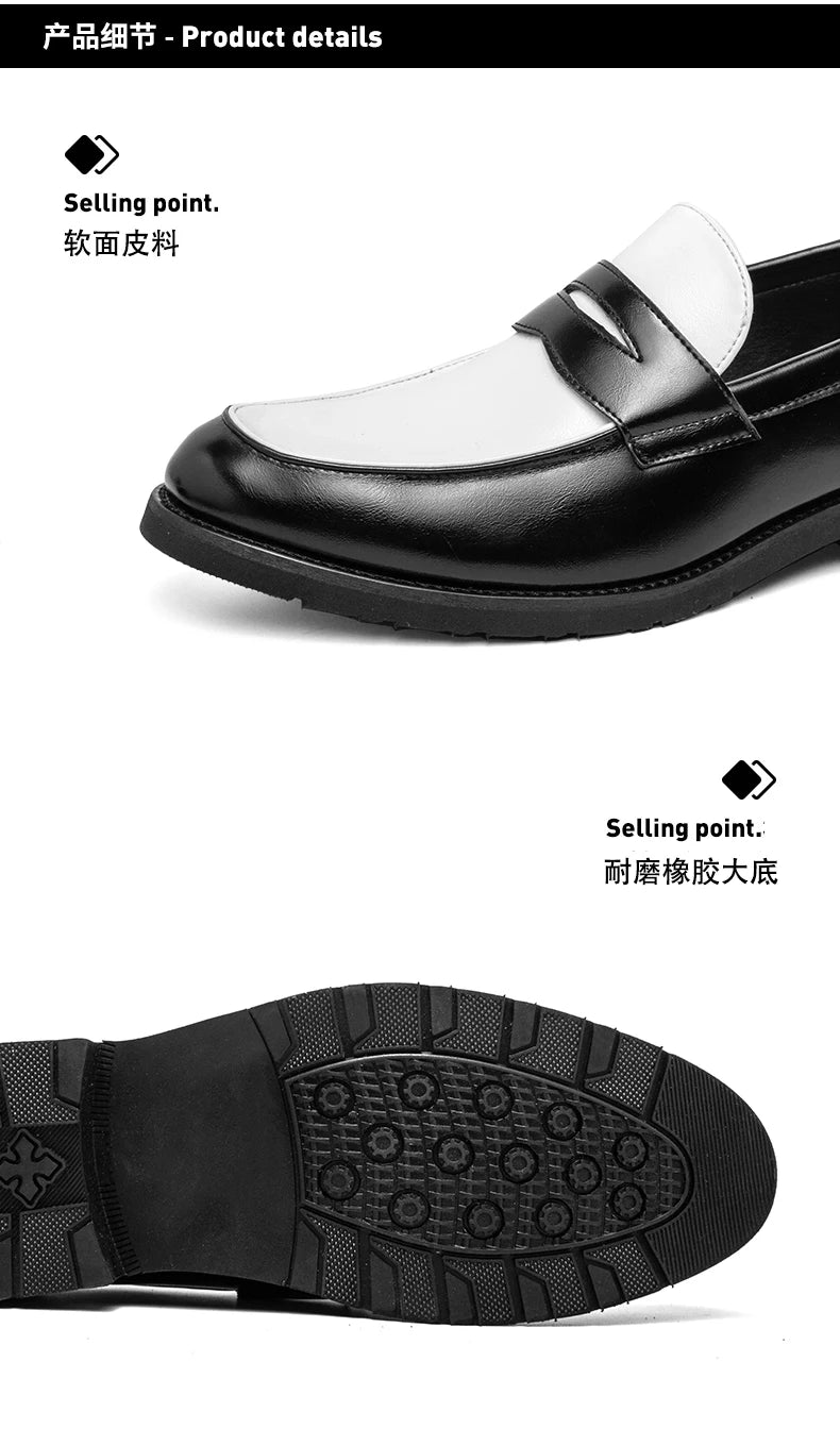 Trend Leather Shoes For Men Comfortable Slip On Loafers Yuppie Brogue Shoes Men British Style Formal Leather Men’s Dress Shoes - Clikcy