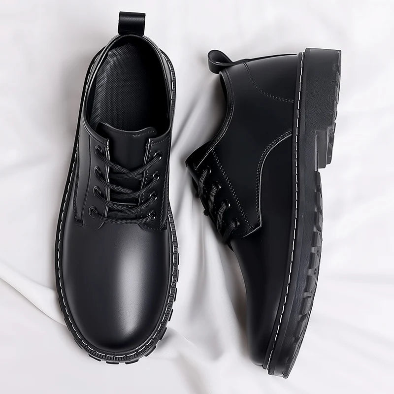 Luxury Men's Genuine Leather Business Formal Shoes British Style Men's Black Platform Lace Up Casual Shoes Zapatos De Cuero 2025