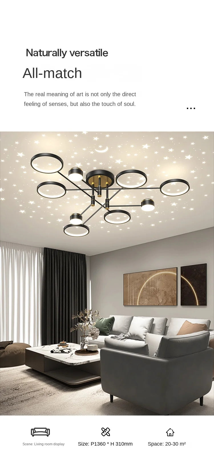 2025 New Chandeliers Romantic Starry Modern Ceiling Light Fixture 6 Lights White Creative Home Stepless Dimmable  Ceiling Lamp - Clikcy